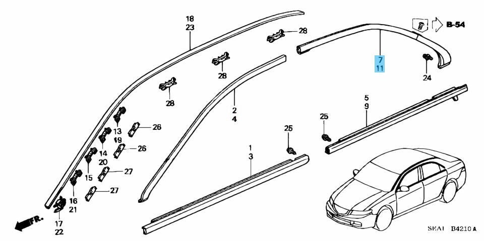 HONDA ACCORD CL7 EURO R Genuine Rear Door Sash Molding Right & Left set OEM