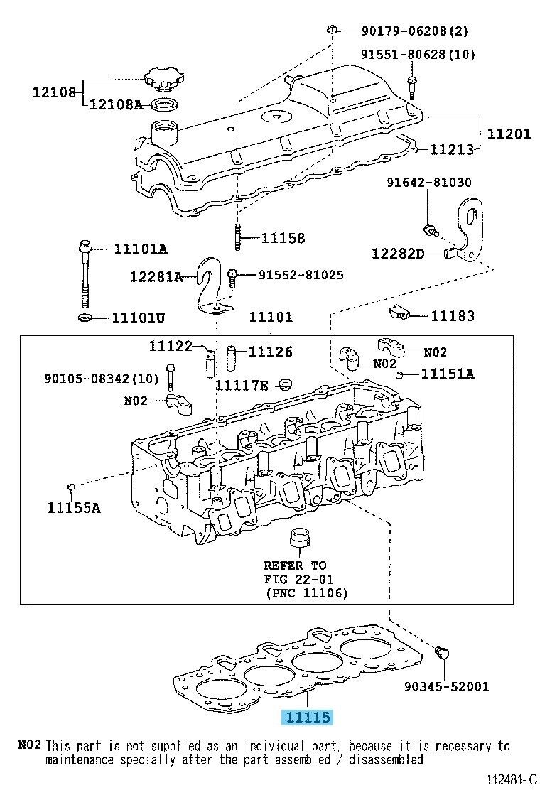 TOYOTA LAND CRUISER PRADO KZJ120 Genuine Cylinder Head Gasket 11115-67050-05 OEM