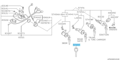 SUBARU IMPREZA WRX 94-01 Genuine Blank Master Key Plate 57430AA140 OEM