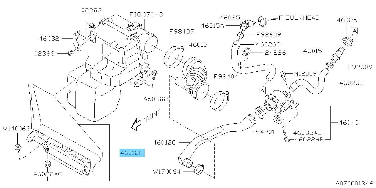 SUBARU WRX STI VAF 2015-2018 Genuine Air Intake Duct 46012AG001 OEM