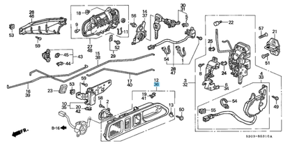 HONDA PRELUDE BB# 97-01 Genuine Inner Door Handle Left Side 72164-S30-A01ZA OEM