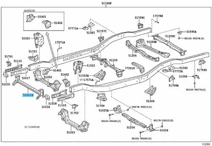 TOYOTA HILUX GGN#5 Genuine Frame Auxiliary Crossmember Sub-Assy 51021-0K020 OEM