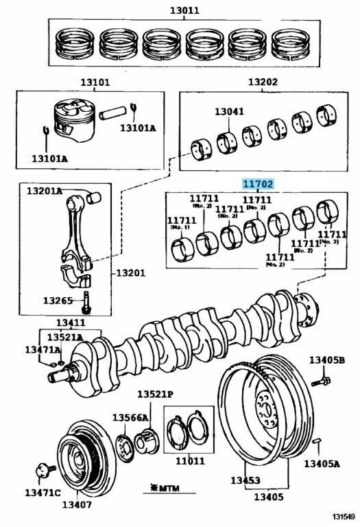 TOYOTA LEXUS Genuine 1JZ-GE 1JZ-GTE 2JZ-GE 2JZ-GTE Crankshaft Bearing Set OEM