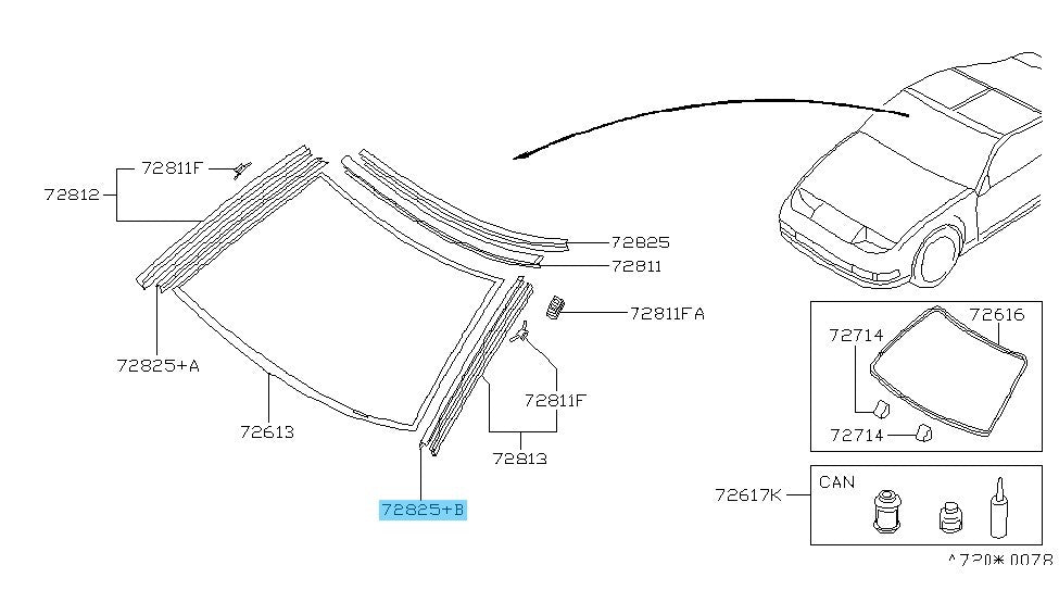 NISSAN 300ZX Z32 '90-96 Genuine F/Windshield Moulding Fastener LH 72729-30P00