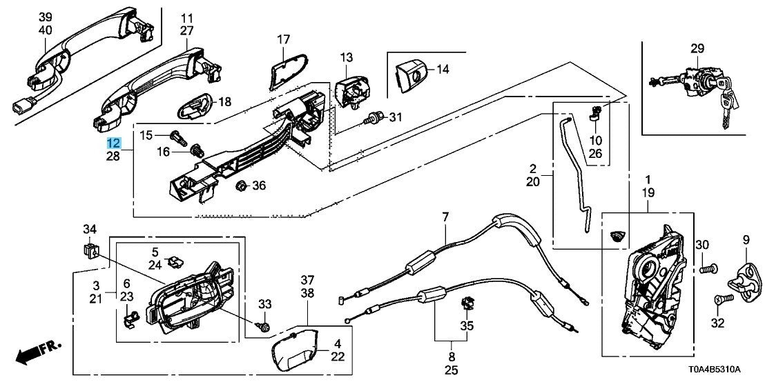 HONDA CR-V RM# 2012-2016 Genuine Front Door Handle Base RH 72142-TR0-A02 OEM