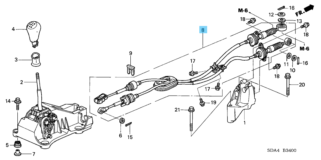 HONDA ACCORD CL7 03-07 ACURA TSX Genuine Shift Control Cable 54310-SDA-L02 OEM