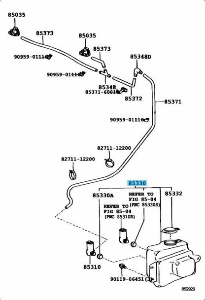 TOYOTA LAND CRUISER FZJ80 Genuine Windshield Washer Jar Assy 85325-60061 OEM