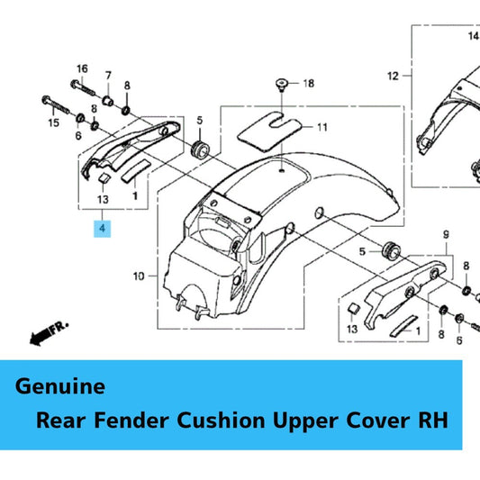HONDA VT750RS '10-13 Genuine Rear Fender Cushion Upper Cover RH 77330-MGR-670