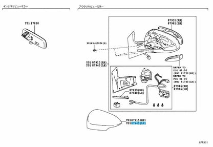 TOYOTA PRIUS C NHP10 12-19 Genuine Outer Mirror Cover Left *082* 87945-52170-A2