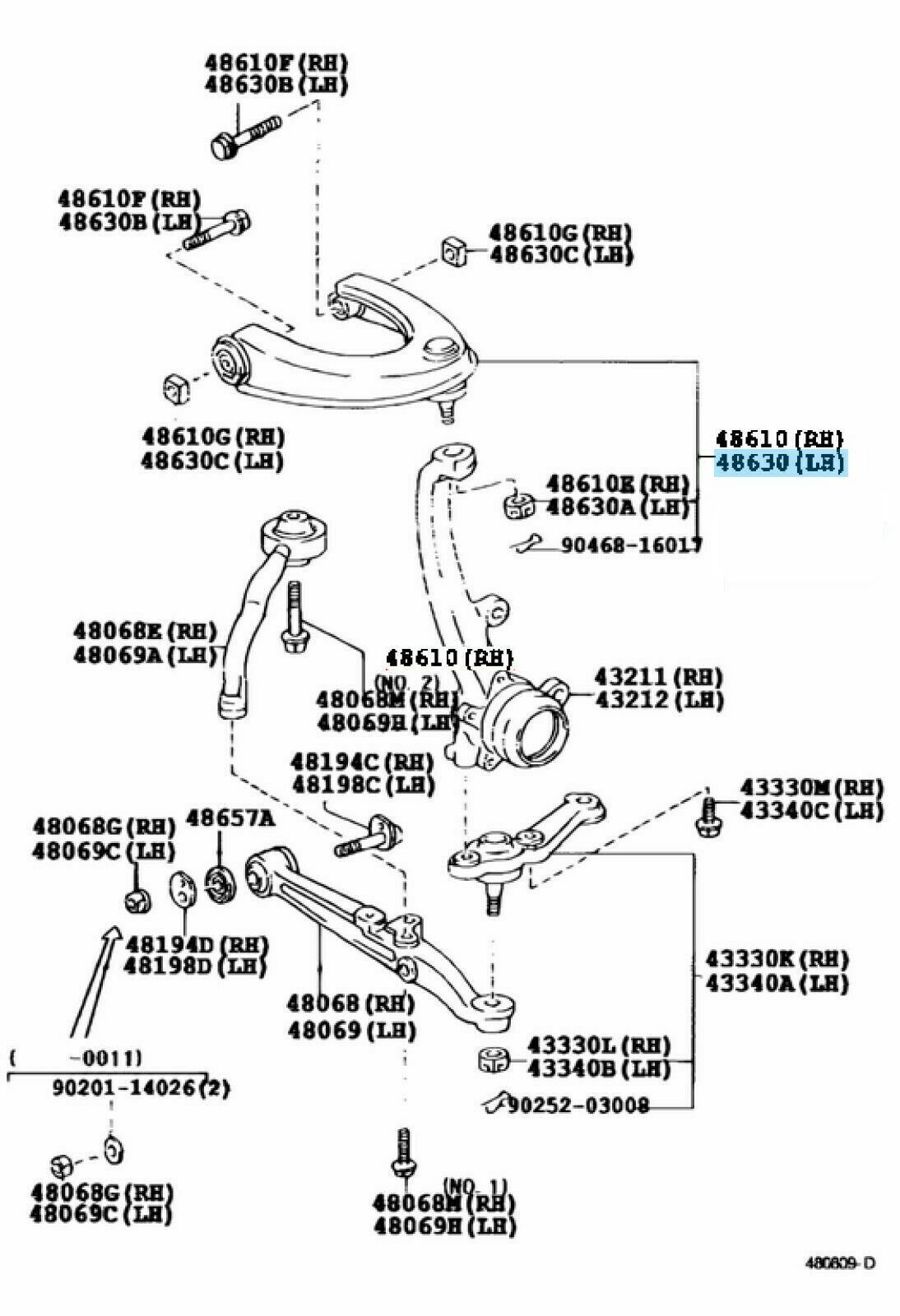 TOYOTA LEXUS IS300 GXE10 JCE10 01-05 Genuine Front Control Upper Arm Left OEM