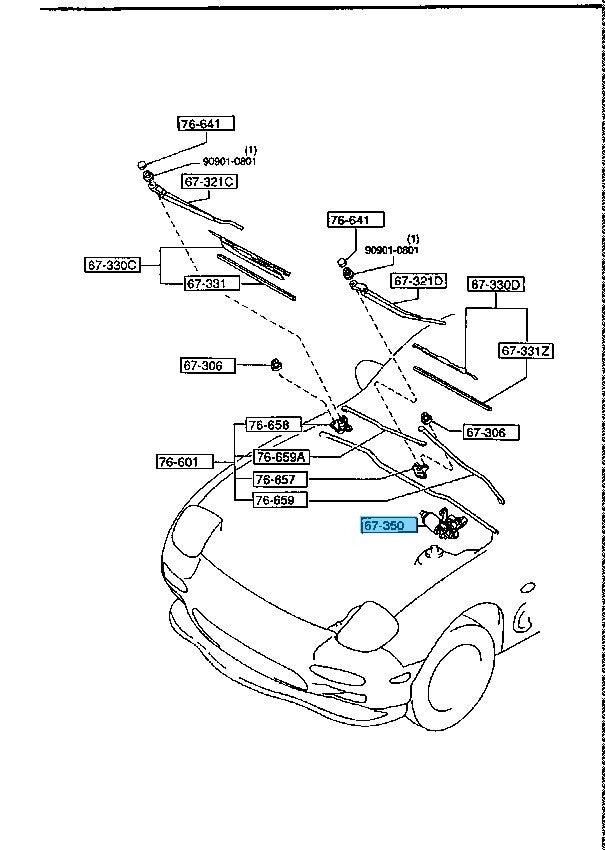 MAZDA RX-7 FD FD3S 1994-2000 Genuine Front Wiper Motor FD13-67-340 OEM RHD