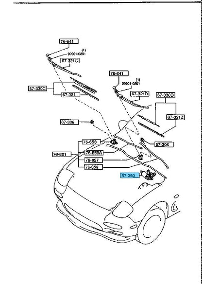 MAZDA RX-7 FD FD3S 1994-2000 Genuine Front Wiper Motor FD13-67-340 OEM RHD