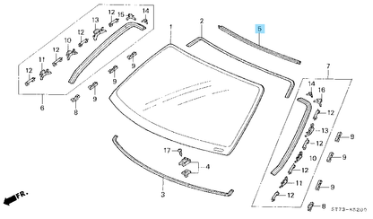 HONDA INTEGRA 1994-2001 Genuin Front Windshield Molding Upper 73151-ST7-003 OEM