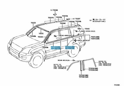 TOYOTA LAND CRUISER PRADO LEXUS GX470 Genuine Front & Rear Door Belt Molding OEM