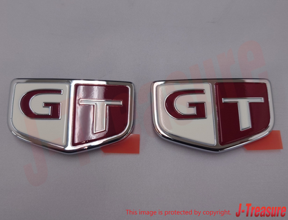 NISSAN SKYLINE R33 93-98 Genuine Front Fender Emblem Red "GT" 63896-15U00 x2 Set