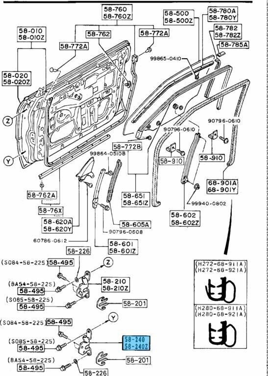 MAZDA MX-5 MIATA NA8C 1990-1997 Genuine Door Lower Hinge Right & Left Set OEM