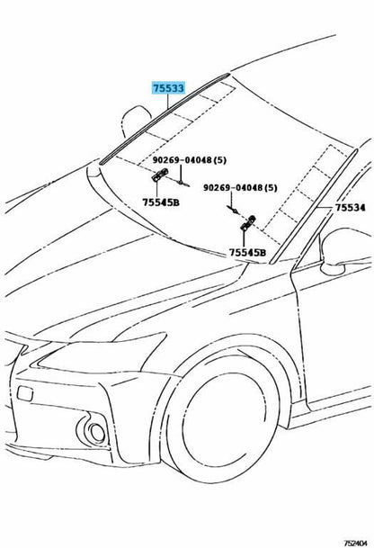 LEXUS CT200h ZWA10 11-17 Genuine Outside Windshield Moulding RH 75535-76010 OEM