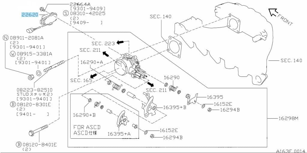 NISSAN SKYLINE R33 ECR33 RB25DET Genuine Throttle Position Sensor 22620-17U00