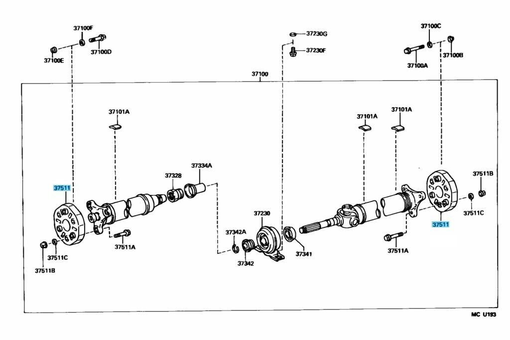 TOYOTA LEXUS Genuine Driveshaft Flexible Coupling Flex Plate 37511-30020 OEM