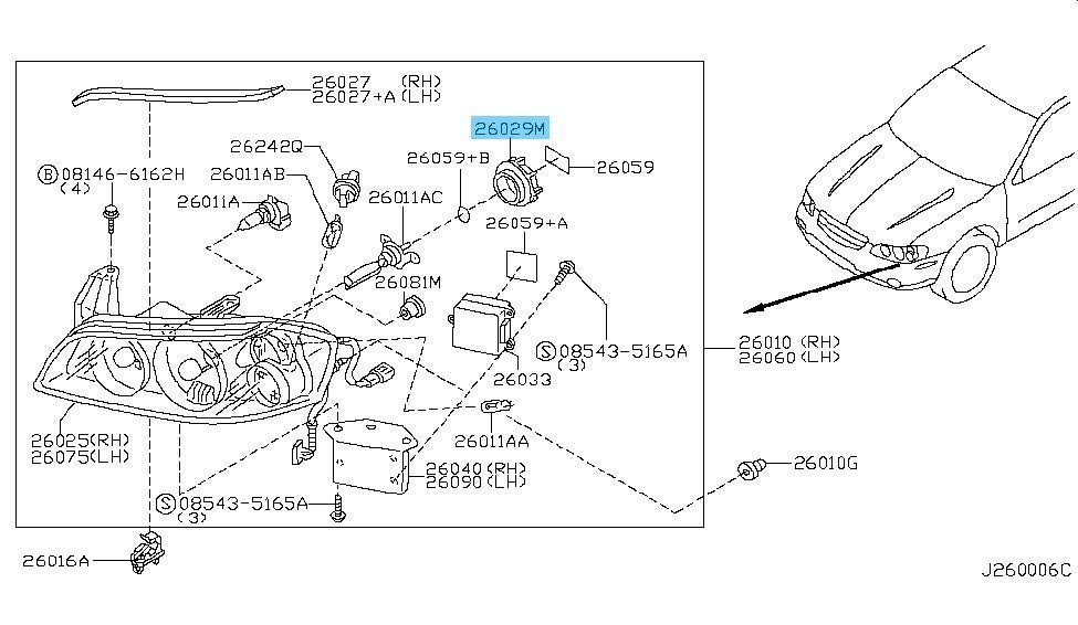 NISSAN MAXIMA A33B 01-03 SKYLINE R34 Genuine Socket Cover 26029-98U00 OEM