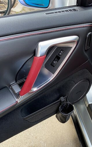 NISSAN GT-R R35 14-16 Genuine Red Leather Door Pull Handle Right & Left Set OEM