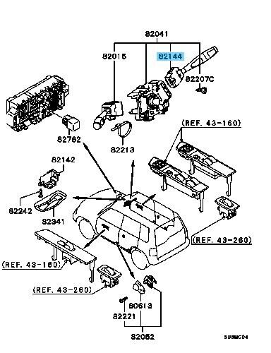 MITSUBISHI PAJERO IO H6#W Genuine Turn Signal & Lighting Switch MR459886 RHD