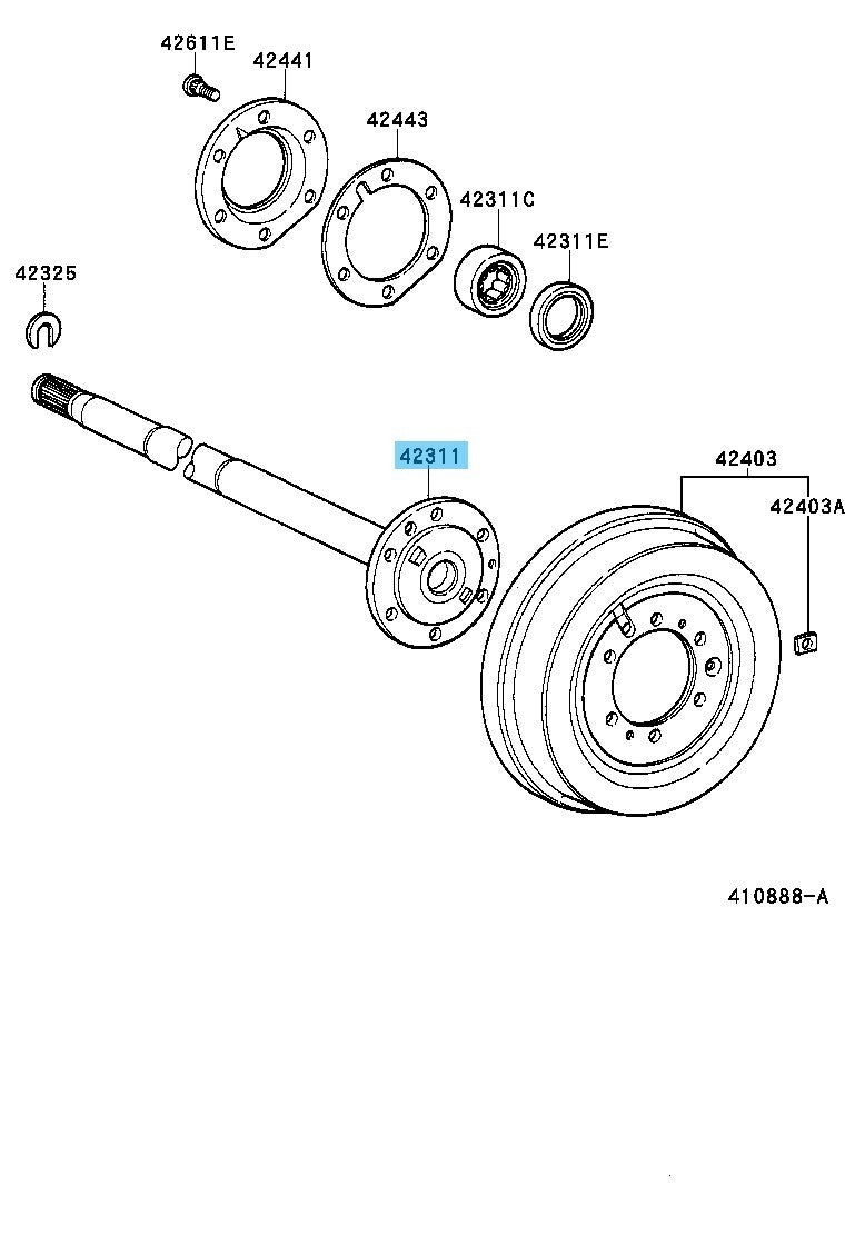 TOYOTA LAND CRUISER FZJ80 1997-1998 Genuine Rear Axle Shaft 42311-60111 OEM
