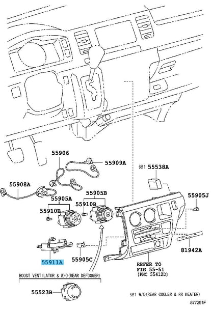 TOYOTA HIACE KDH2## LH2## TRH2## Genuine Heater Control Base 55911-26040 OEM