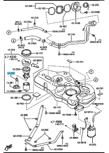 MAZDA MAZDA2 DE 2011-2013 Genuine Fuel Pump ZJ38-13-350 OEM