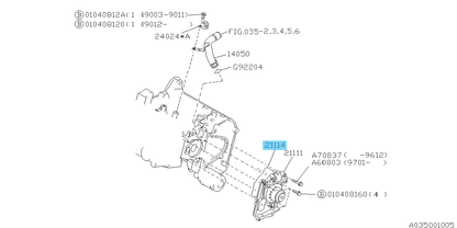 SUBARU SAMBAR VAN & TRUCK KS KV Genuine Water Pump Gasket 21114KA040 OEM