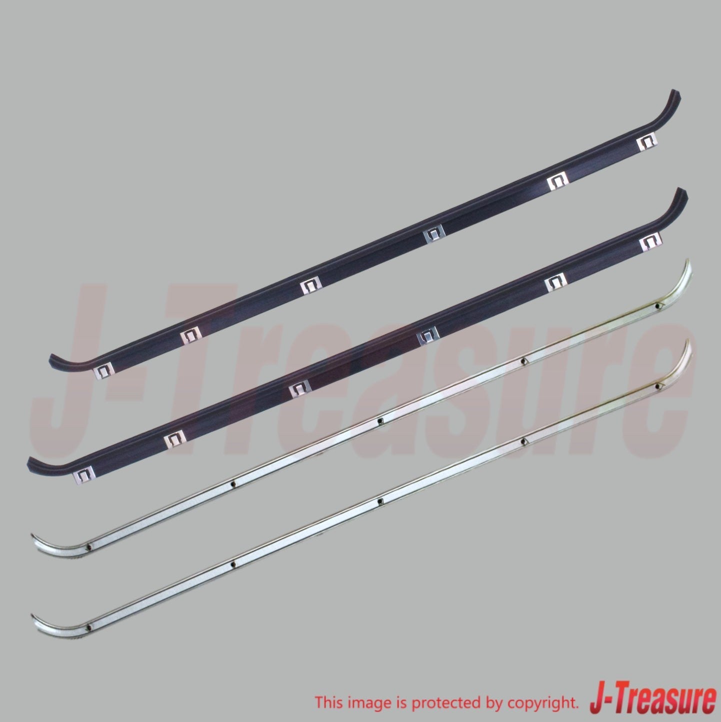 TOYOTA LAND CRUISER FJ40 81-83 Genuine Fr/Door Glass W/Strip Inner & Outer Set