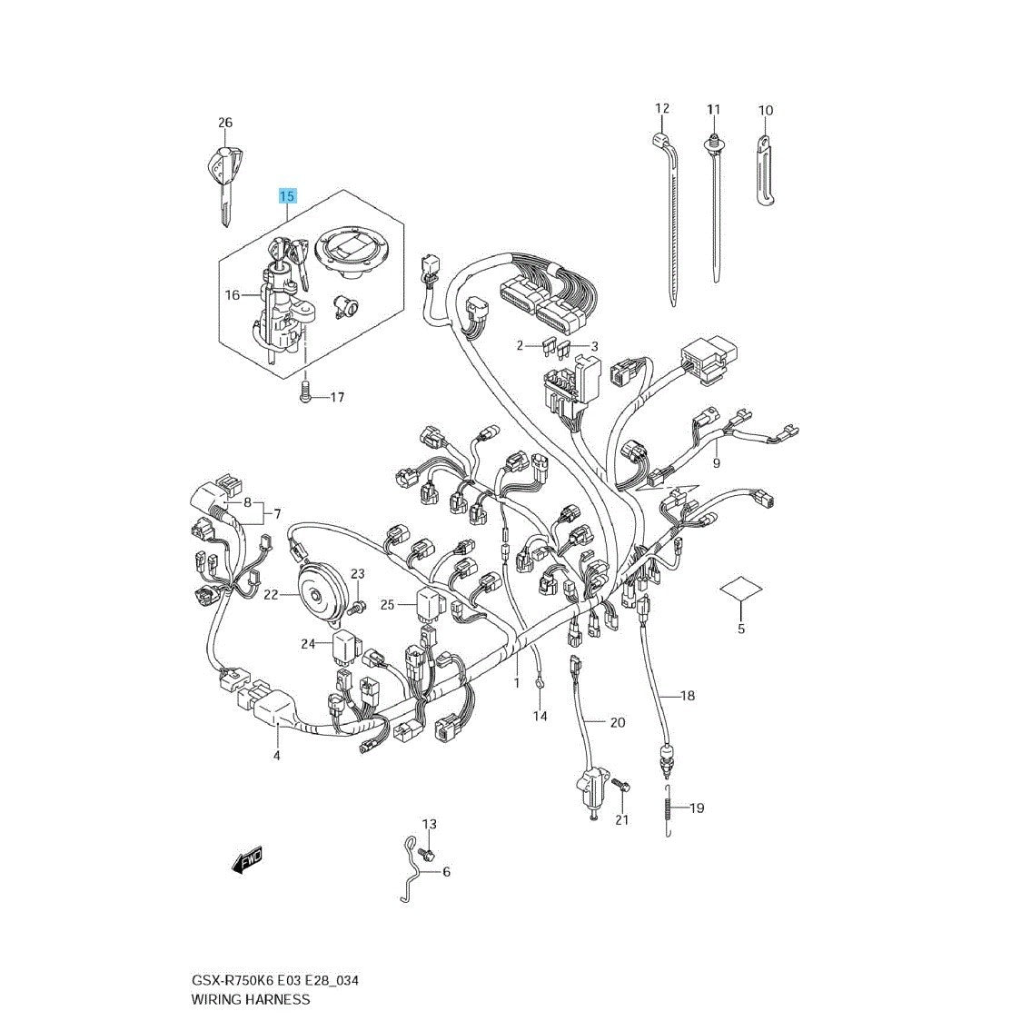 SUZUKI GSX-R600 GSX-R750 '06-09 '12-19 '21-23 Genuine Lock Set 37101-40824 OEM
