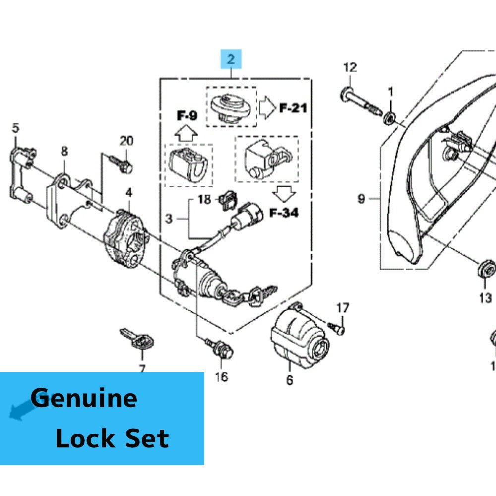 HONDA VT750RS SHADOW RS 2010-2013 Genuine Lock Set 35010-MGR-670