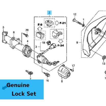 HONDA VT750RS SHADOW RS 2010-2013 Genuine Lock Set 35010-MGR-670