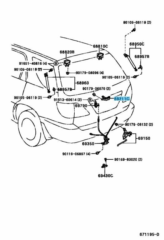 TOYOTA LEXUS RX300 MCU1# 99-03 Genuine Back Door Outside Handle 69023-48010 OEM