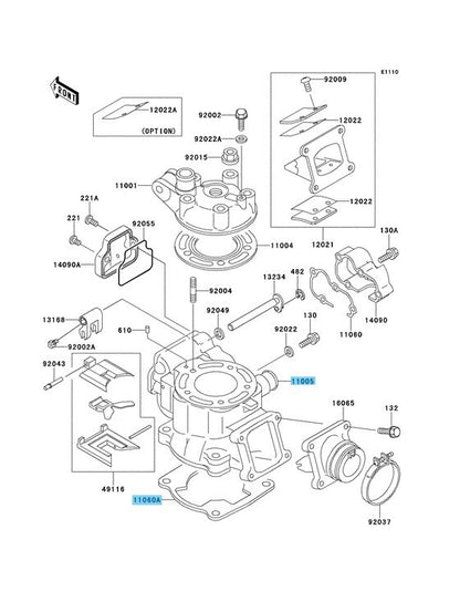 KAWASAKI KX100 06-09 11-13 Genuine Engine Cylinder & Cylinder Base Gasket OEM