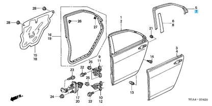 HONDA ACURA TSX 04-08 Genuine Rear Upper Door Sash Tape Set LH 67864-SEA-003ZA