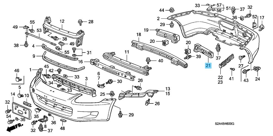 HONDA S2000 AP2 '05-09 Genuine R/Bumper Absorber LH 71575-S2A-A01 For US Model