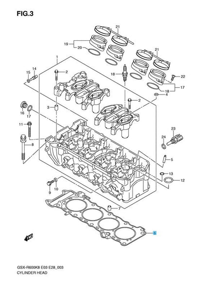 SUZUKI GSX-R600 GSX-R600K 08-17 Genuine Cylinder Head Gasket 11141-37H00 OEM