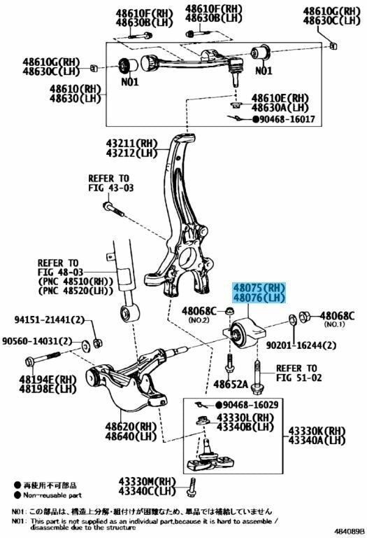 TOYOTA LEXUS GS F 16-20 RC F 15-21 Genuine Lower Control Arm Bushing RH & LH OEM