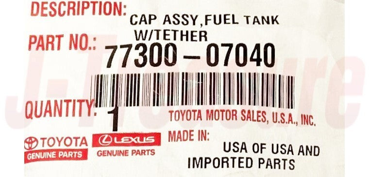 TOYOTA HIGHLANDER ASU50 GSU55 2017-2023 Genuine Fuel Tank Cap 77300-07040 OEM