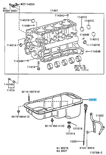 TOYOTA TOYOTA HILUX PICKUP Genuine Oil Pan Sub-Assy 12101-75090 OEM