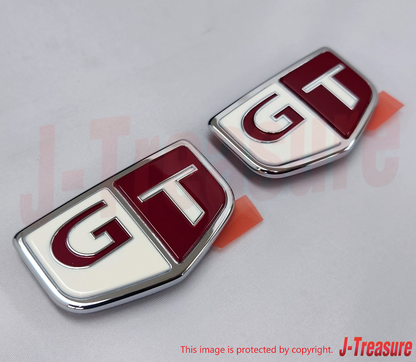 NISSAN SKYLINE R33 93-98 Genuine Front Fender Emblem Red "GT" 63896-15U00 x2 Set