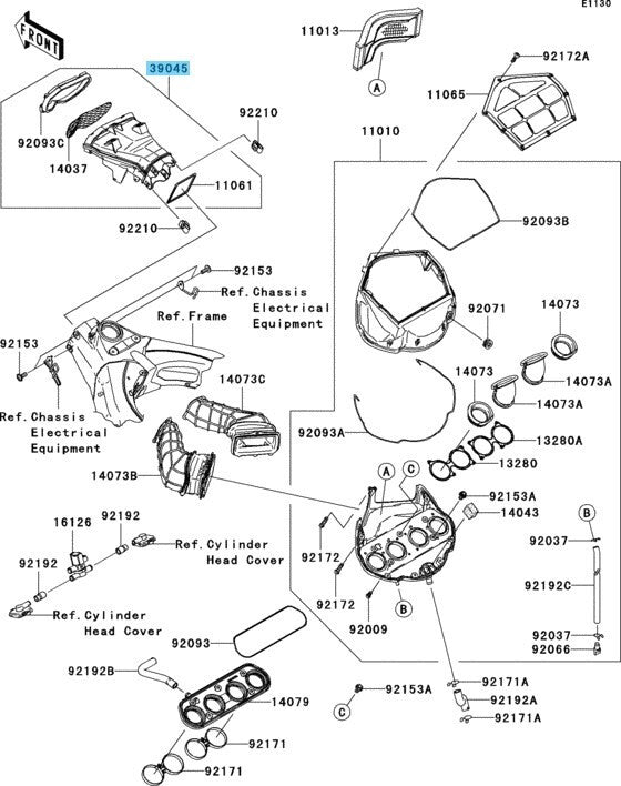 KAWASAKI ZX1000 NINJA ZX-10R 04-05 Genuine Ram Duct Assy 39045-0014 OEM