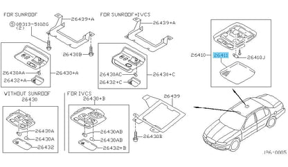 NISSAN 240SX S14 1989-1998 Genuine Room Lamp Lens 26411-10V00 OEM