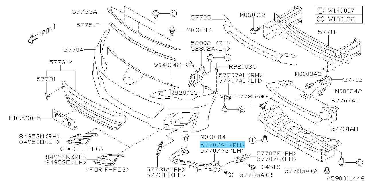 SUBARU BRZ ZC6 2013-2016 Genuine Front Bumper Corner Bracket Right 57707CA002