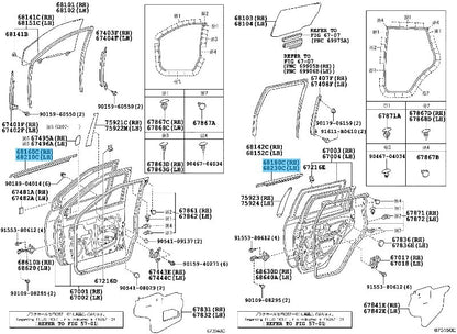 TOYOTA SCION xA NCP61 04-06 Genuine Fr/R Door Glass Outer Weatherstrip RH LH Set
