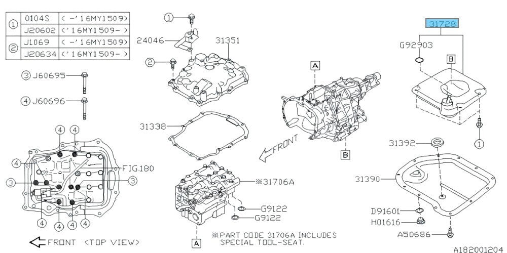 SUBARU XV CROSSTREK GP7 2013-2014  Genuine A/T Oil Strainer Assy 31728AA141 OEM
