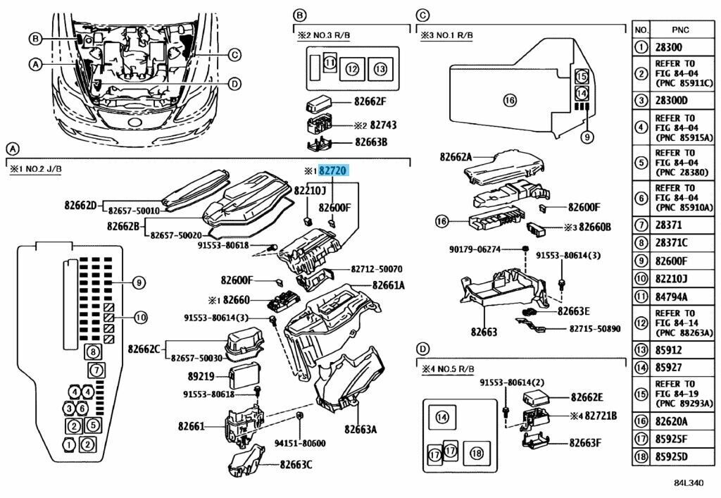 TOYOTA LEXUS LS460L 07-17 Genuine Engine Room Junction Fuse Relay 82720-50081