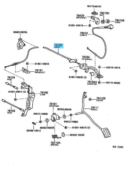 TOYOTA LAND CRUISER BJ4# 82-84 Genuine Accelerator Wire Assy 78180-90809 OEM RHD